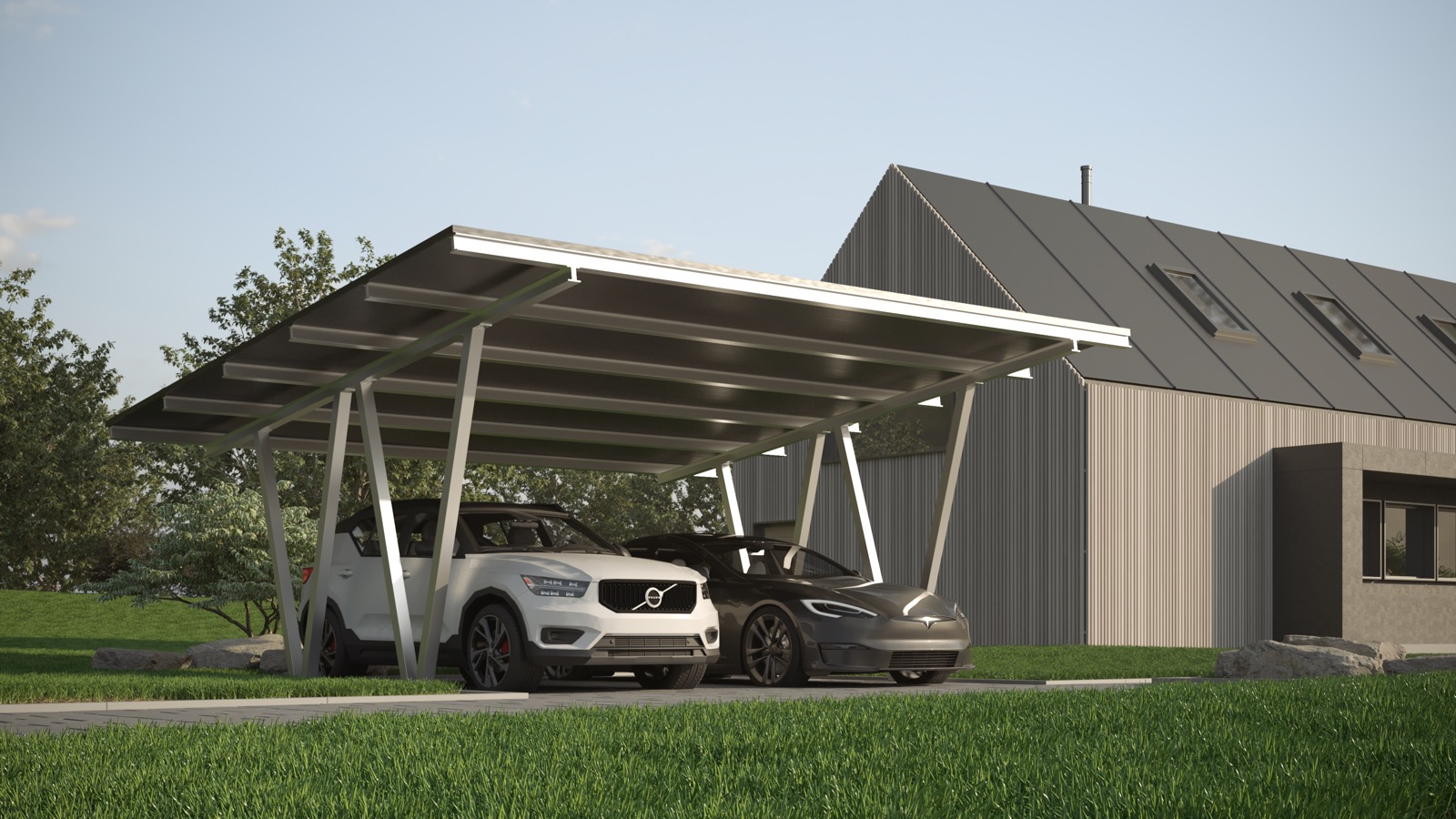 Carport simple avec ombrière photovoltaïque